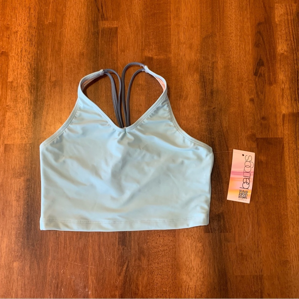 Baltogs NWT Dance Bra Top Medium Light Blue Strappy Lined Athletic Athleisure